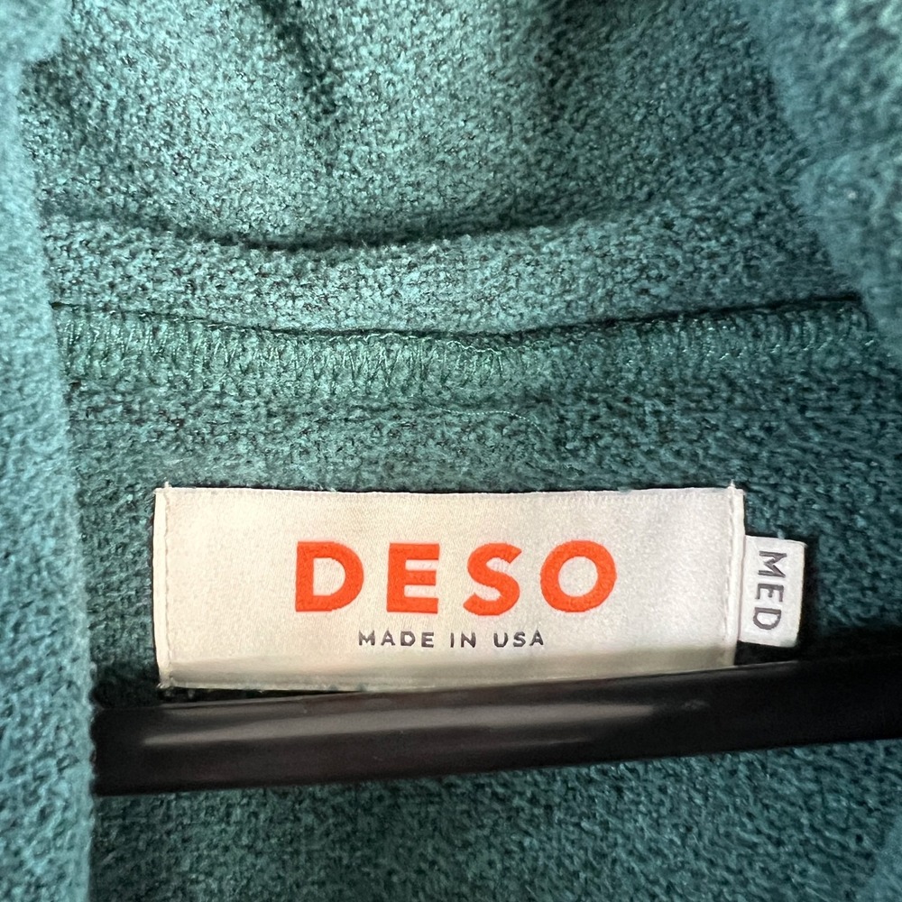Deso Cowl Neck Fleece Puilover Womans Medium Green Gorpcore Warm Pockets USA - Picture 5 of 8